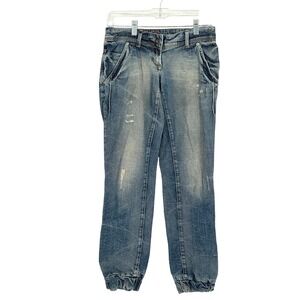 River Island Supreme Womens 6 Straight Leg Denim Jogger Pants Low Rise 90s 80s